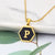 Wholesale Jewelry Simple Hexagon 26 Letter Pendant Stainless Steel Necklace