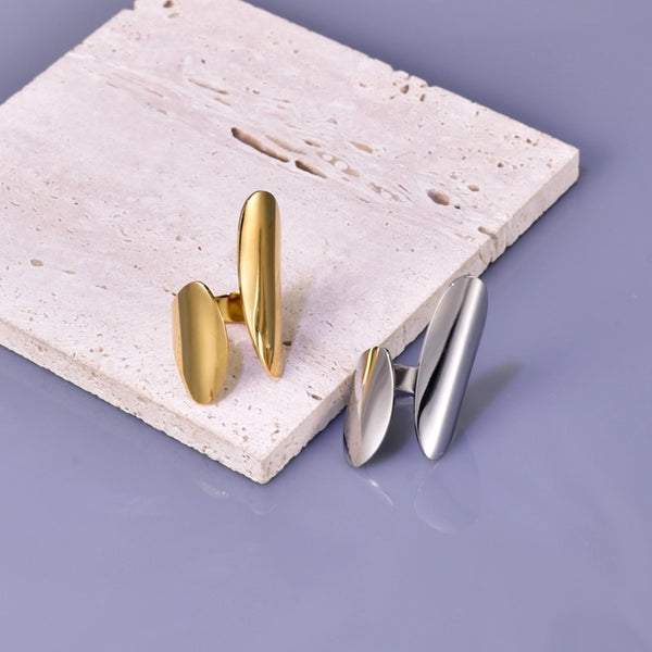 Minimalist Classic Style Commute Water Droplets 304 Stainless Steel 18K Gold Plated Plating Open Rings