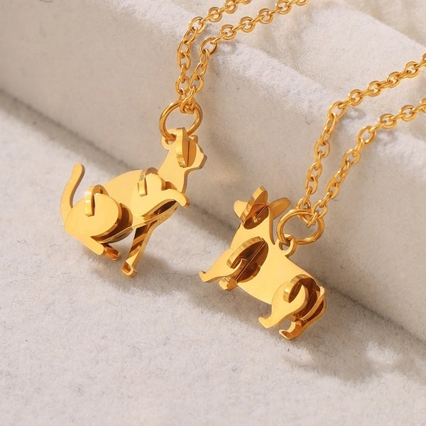 Minimalist Commute Dog Deer 304 Stainless Steel 18K Gold Plated Plating Pendant Necklace