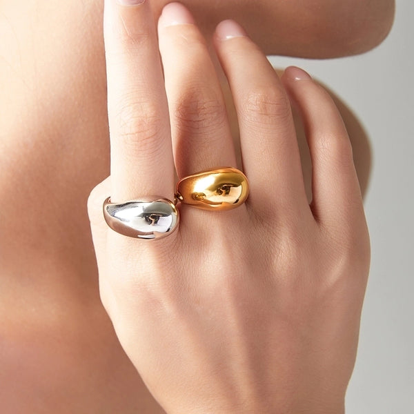 Minimalist Commute Water Droplets 304 Stainless Steel 18K Gold Plated Open Rings