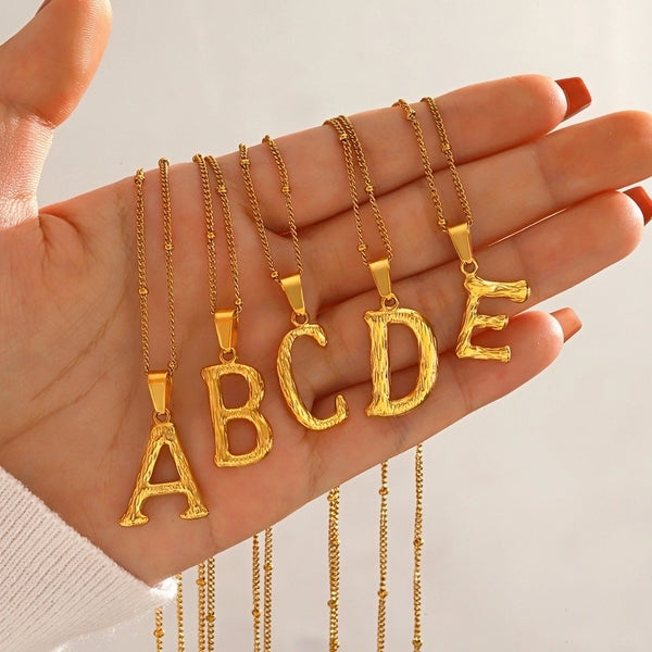 Minimalist Cool Style Letter 304 Stainless Steel 18K Gold Plated Plating Pendant Necklace