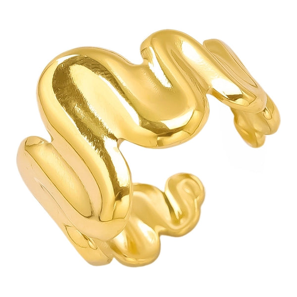 Minimalist Geometric 304 Stainless Steel 18K Gold Plated Irregular Polishing Open Rings