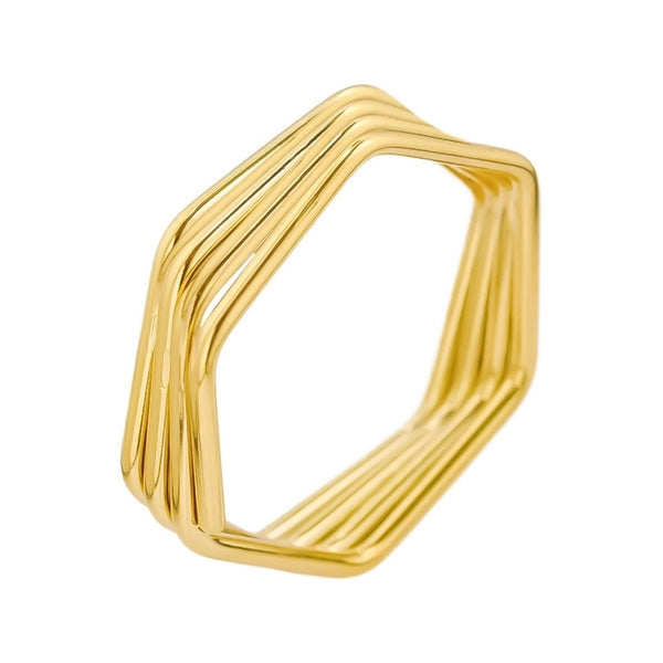 Minimalist Geometric 304 Stainless Steel 18K Gold Plated Polishing Rings