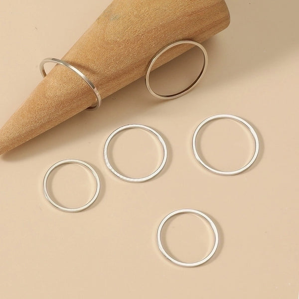 Minimalist Geometric Iron Plating Stainless Steel Rings