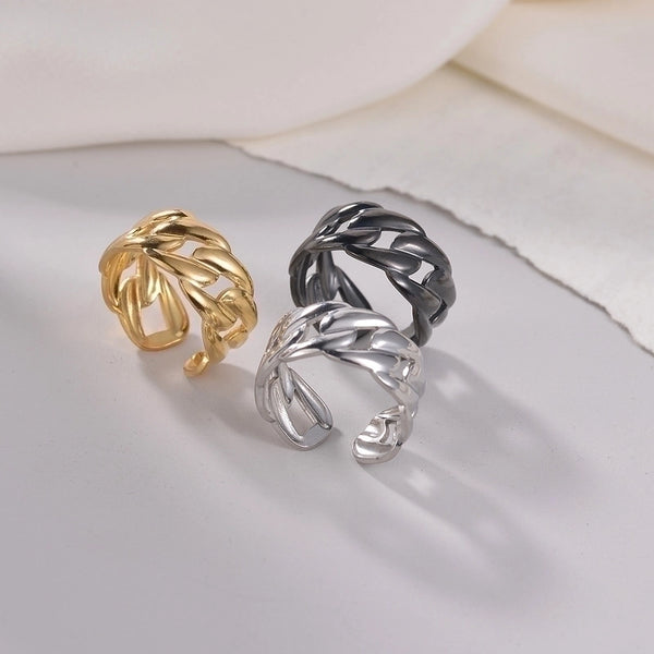 Minimalist Geometric Solid Color 201 Stainless Steel Gold Plated Plating Hollow Out Open Ring