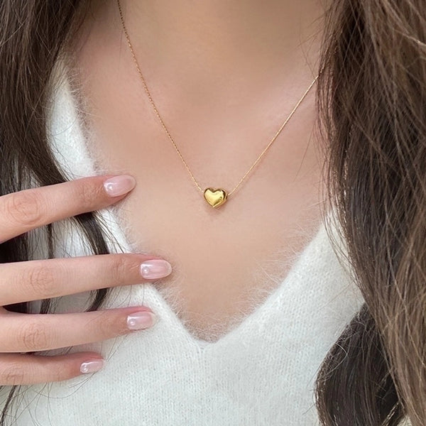 Minimalist Heart Shape 304 Stainless Steel 18K Gold Plated Plating Stainless Steel Necklaces