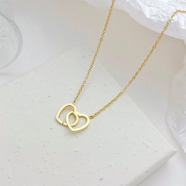 Minimalist Heart Shape 304 Stainless Steel White Gold Plated Gold Plated Pendant Necklace