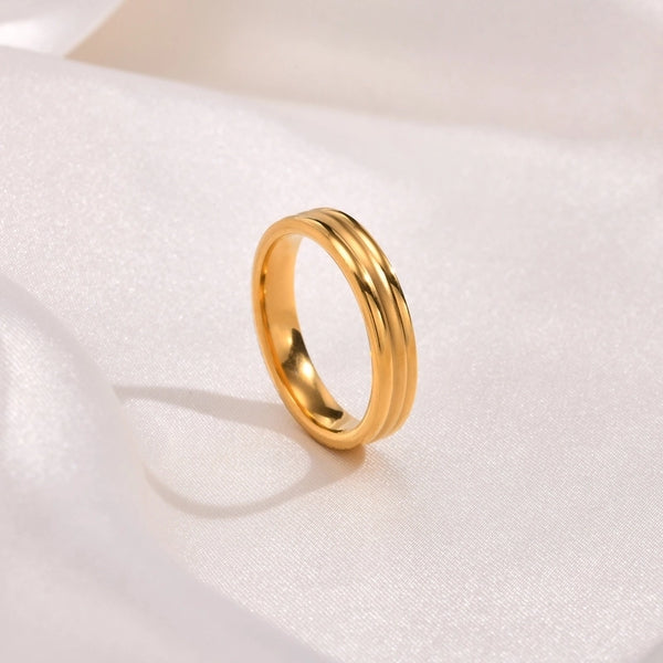 Minimalist IG Style Circle Solid Color 304 Stainless Steel 18K Gold Plated Polishing Rings