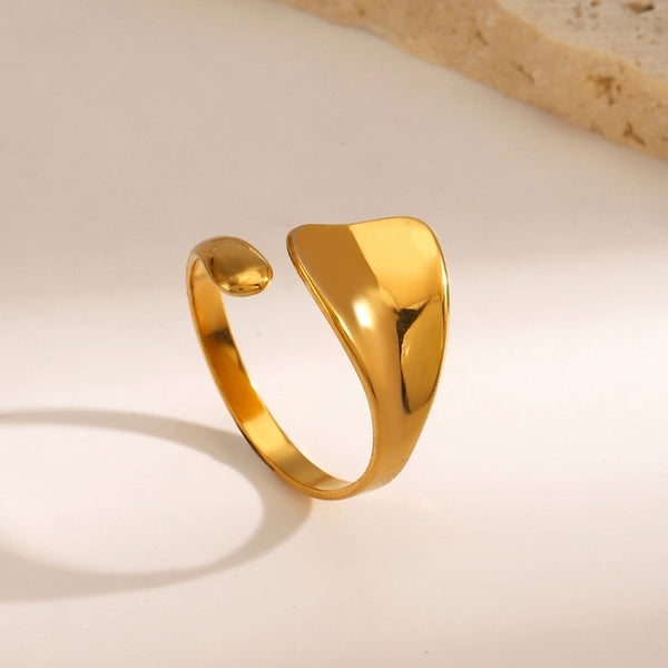 Minimalist IG Style Geometric 304 Stainless Steel 18K Gold Plated Open Rings