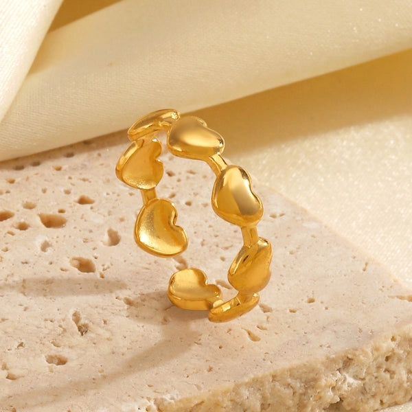 Minimalist IG Style Heart Shape 304 Stainless Steel 18K Gold Plated Plating Stainless Steel Rings