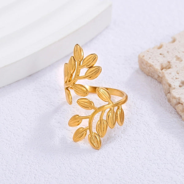 Minimalist Leaves 304 Stainless Steel Open Rings