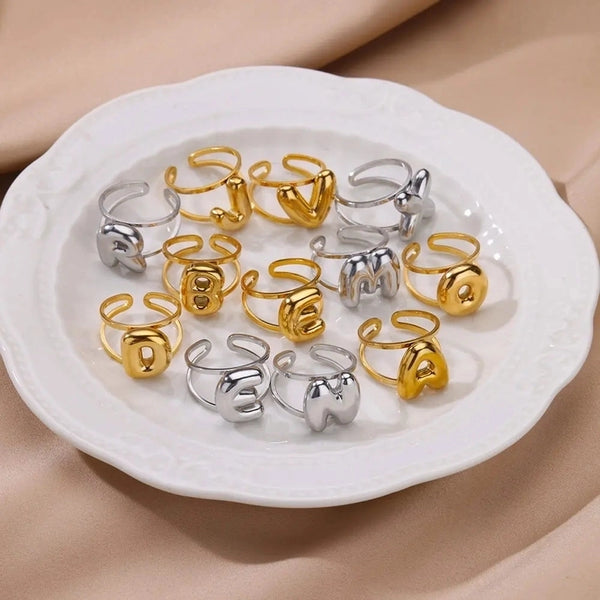 Minimalist Letter 304 Stainless Steel Plating Open Rings