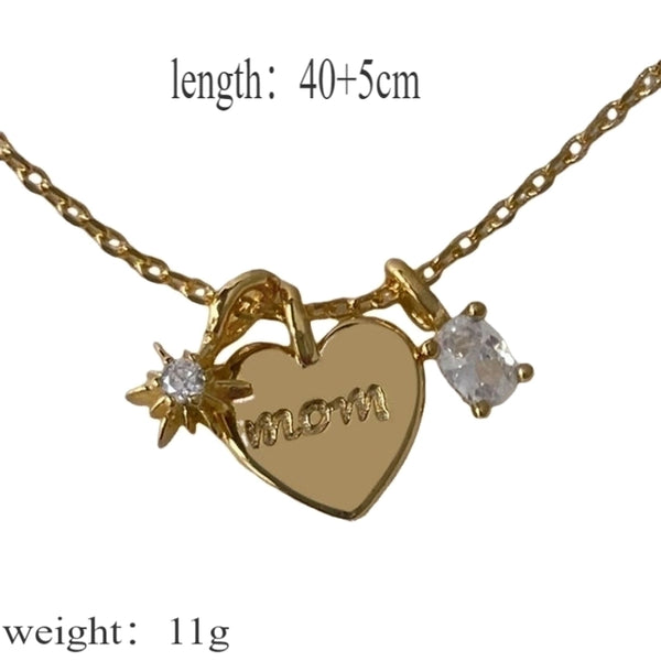 Wholesale Jewelry Minimalist Letter Heart Shape Titanium Steel Zircon 18K Gold Plated Inlay Pendant Necklace