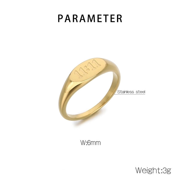 Minimalist Number 304 Stainless Steel 18K Gold Plated Plating Rings