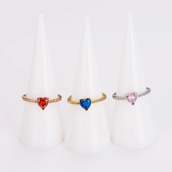 Minimalist Round Heart Shape 304 Stainless Steel Plating Rings