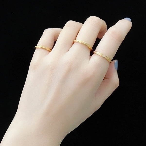 Minimalist Solid Color 201 Stainless Steel Gold Plated Metal Rings