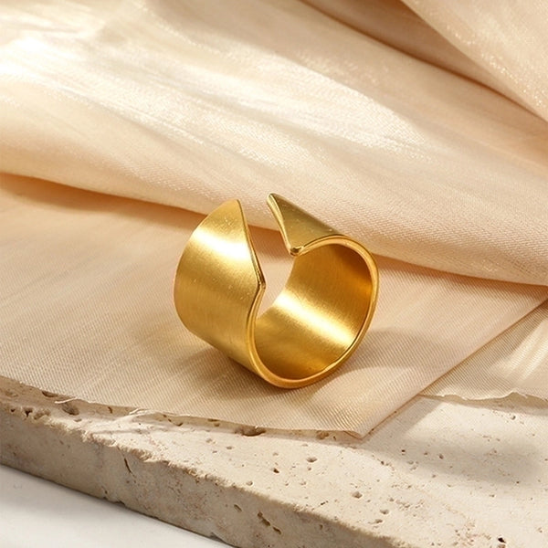 Minimalist Solid Color 304 Stainless Steel 18K Gold Plated Open Rings