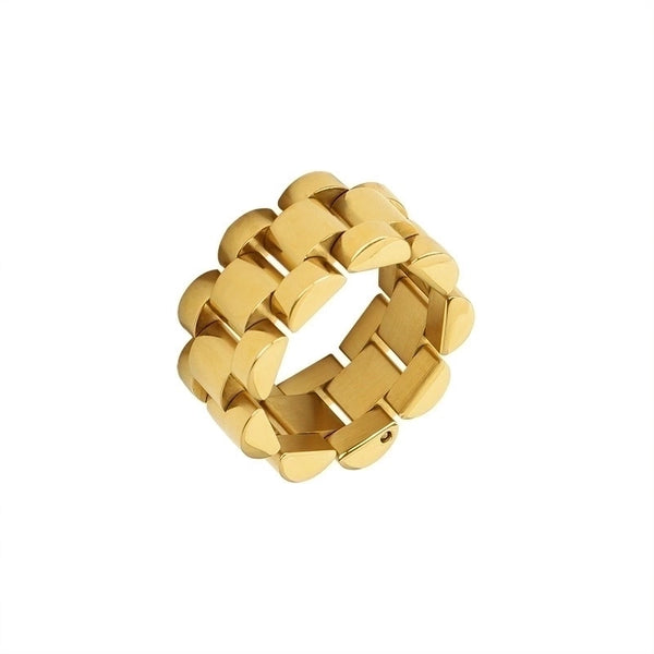 Minimalist Solid Color 304 Stainless Steel 18K Gold Plated Plating Rings