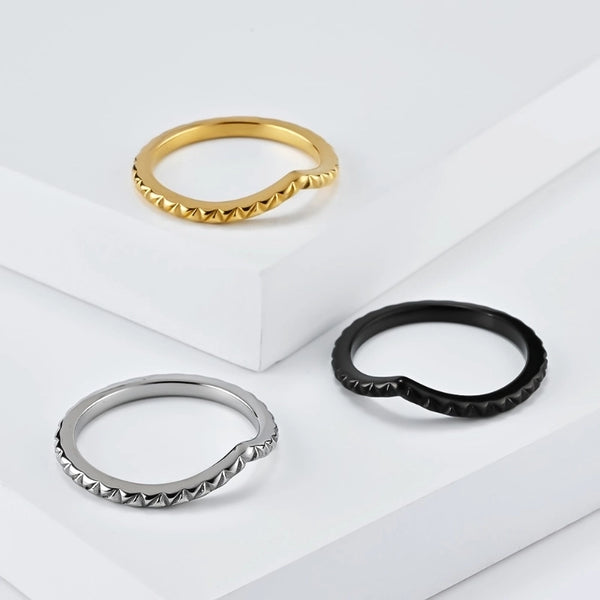 Minimalist Solid Color 304 Stainless Steel 18K Gold Plated Plating Rings