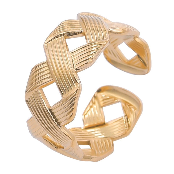 Minimalist Solid Color 304 Stainless Steel 18K Gold Plated Polishing Rings