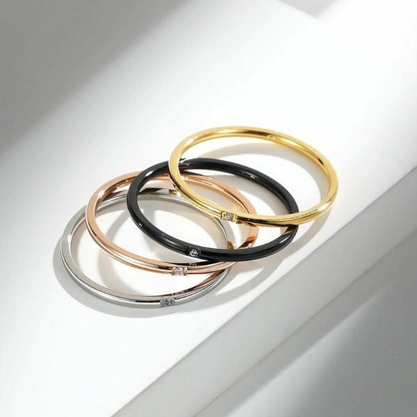 Minimalist Solid Color 304 Stainless Steel 18K Gold Plated Rings