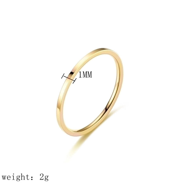 Minimalist Solid Color Titanium Steel 18K Gold Plated Polishing Rings