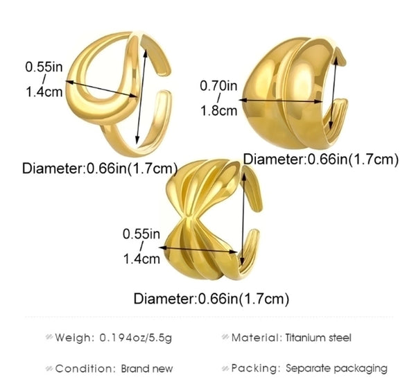 Minimalist Solid Color Titanium Steel No Inlay 18K Gold Plated Plating Rings