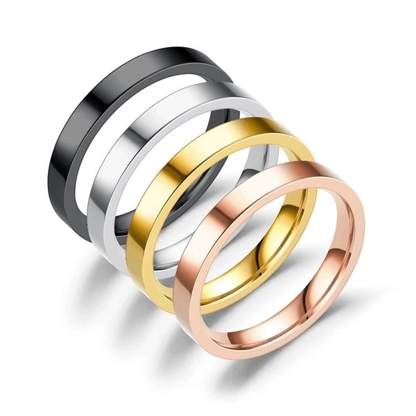 Minimalist Solid Color Titanium Steel Polishing Plating Rings