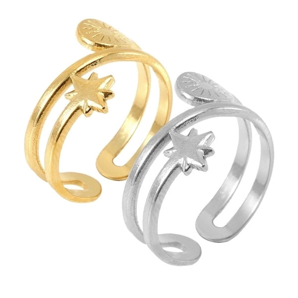 Minimalist Star 304 Stainless Steel 18K Gold Plated Plating Stainless Steel Rings