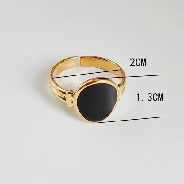 Streetwear Oval Heart Shape 304 Stainless Steel Titanium Steel 18K Gold Plated Enamel Plating Open Rings