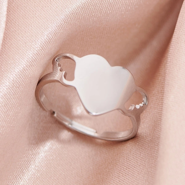 Sweet Minimalist Animal Heart Shape 201 Stainless Steel 18K Gold Plated Polishing Open Rings