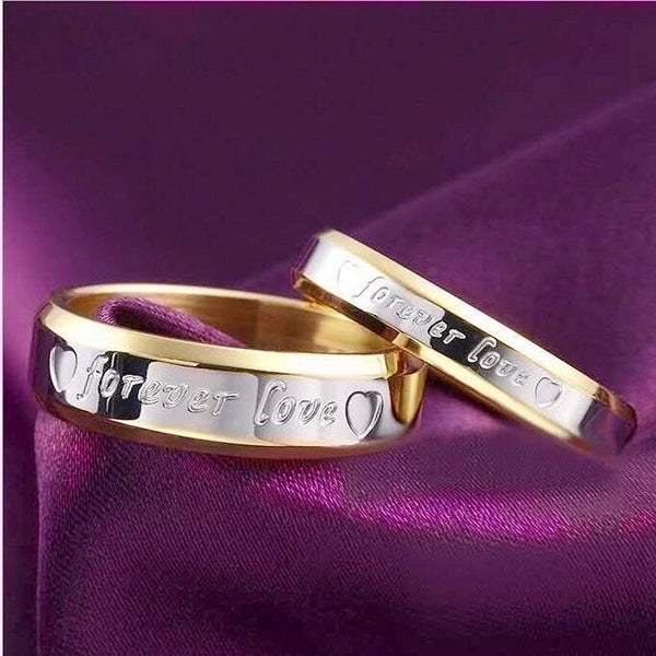 Wholesale Korean Lettering Titanium Steel 18k Gold Couple Ring