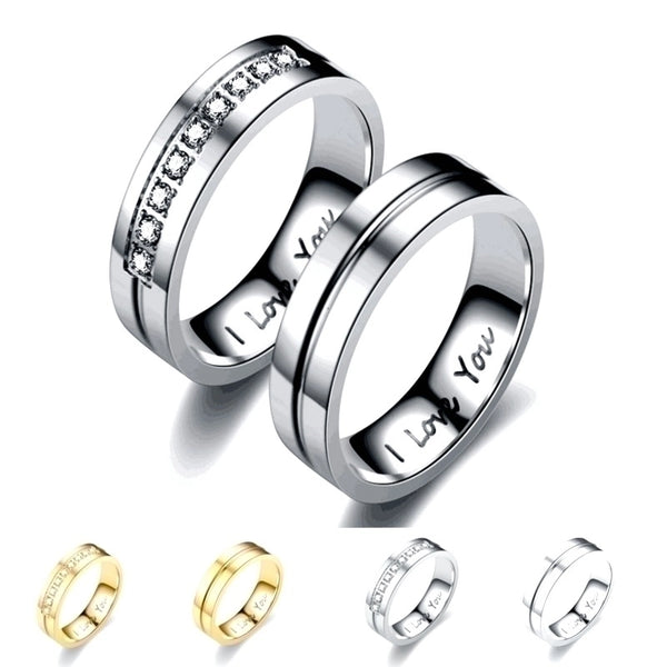 Wholesale Lettering Stainless Steel Diamond Couple Rings