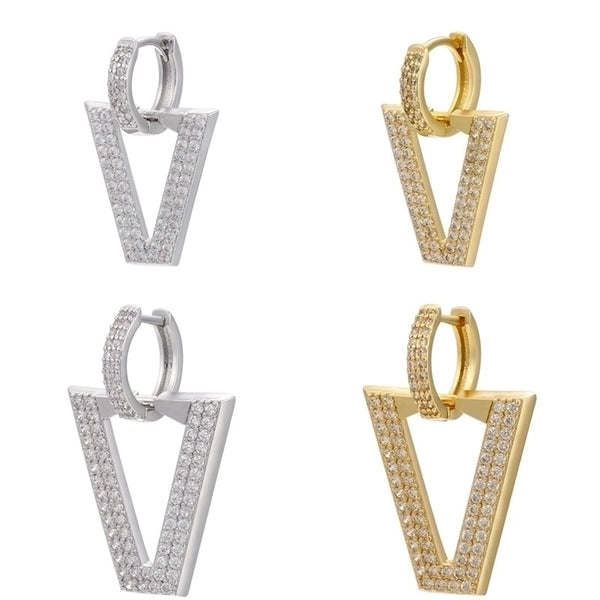 Wholesale Micro-studded Zircon Earrings Inverted Triangle Earrings