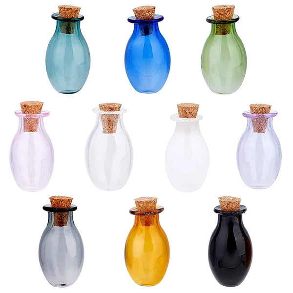 Wholesale Mini Oval Wishing Bottle Drifting Bottle Colorful Glass Bottle Miniature Diy Wooden Bottle Shaped Drifting Bottle