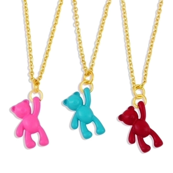 Wholesale Simple Solid Color Bear Pendant Copper Necklace