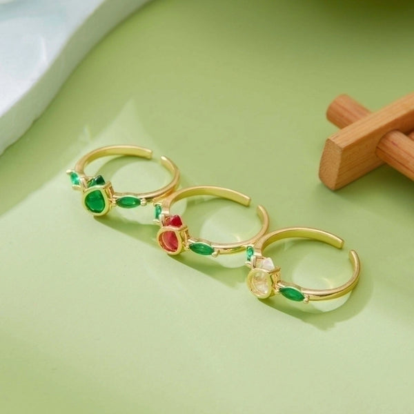 Minimalist Classic Style Flower Copper Inlay Zircon Rings