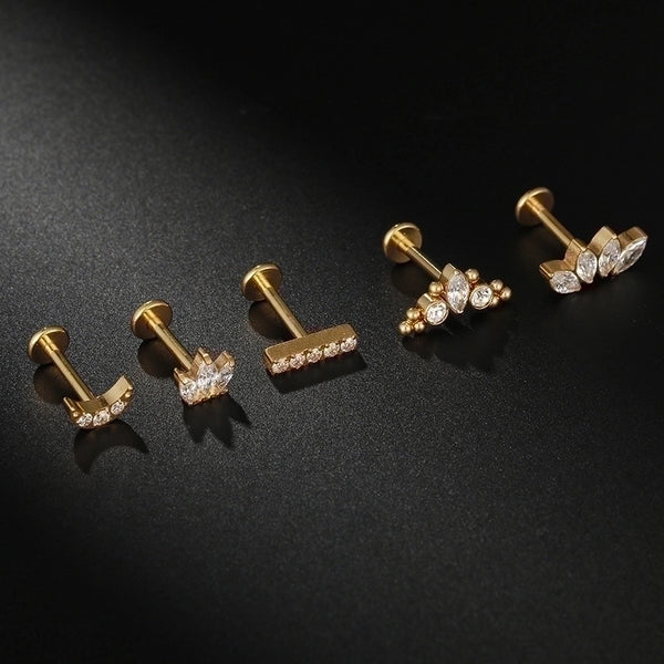 Wholesale Simple Style Crown Titanium Steel Lip Stud