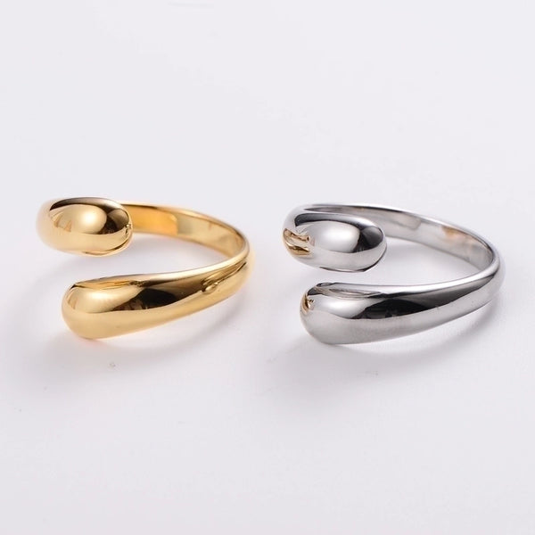 304 Stainless Steel 18K Gold Plated Minimalist Plating Solid Color No Inlaid Open Ring