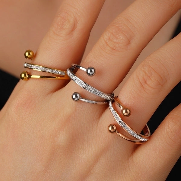 Minimalist Solid Color Titanium Steel Zircon Rings