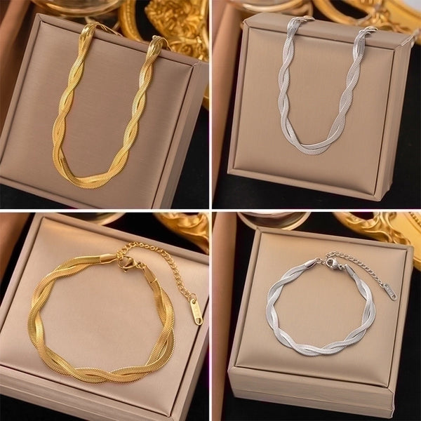 Wholesale Streetwear Solid Color Titanium Steel Plating Chain Bracelets Necklace