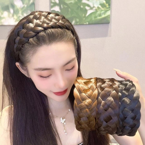 Wig Headband Wide-brimmed Braid Five-strand Braid Headband  Internet Popular New High Cranial Top Headwear Hair Stamp Women Wash Face