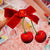 Winter Atmosphere Red Cherry Bow Velvet Hairpin Female Back Half Tie Hair Clip Headdress Hair Accessories