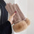 Winter Gloves For Women Fleece-lined Thick Cute Windproof Plush De Velvet Rabbit Fur Gloves For Riding And Driving Warm Touch Screen