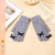 Winter New Five-finger Solid Color Warm Knitted Gloves Women's Bow Student Cold-proof Wool Gloves