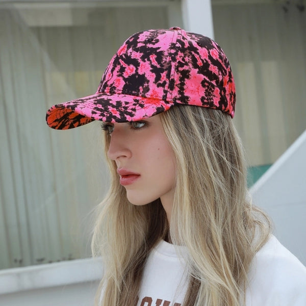 Women's Adults Vacation Minimalist Classic Style Tie Dye Color Block Curved Eaves Baseball Cap