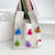 Women's All Seasons Knit Flower Cute Bucket Open Handbag Bucket Bag