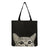 Women's All Seasons Linen Cat Simple Style Square Open Canvas Bag