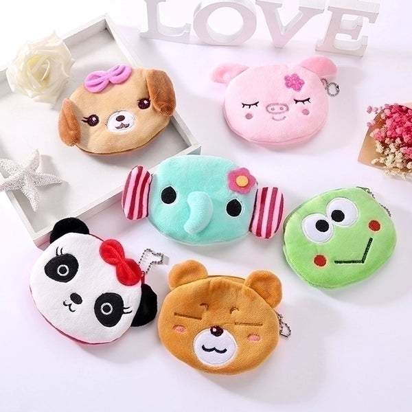 Women's Animal Plush Zipper Coin Purses