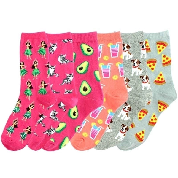 Women's Basic Animal Fruit Cotton Crew Socks A Pair